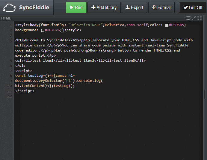 Format code button in the editor toolbar