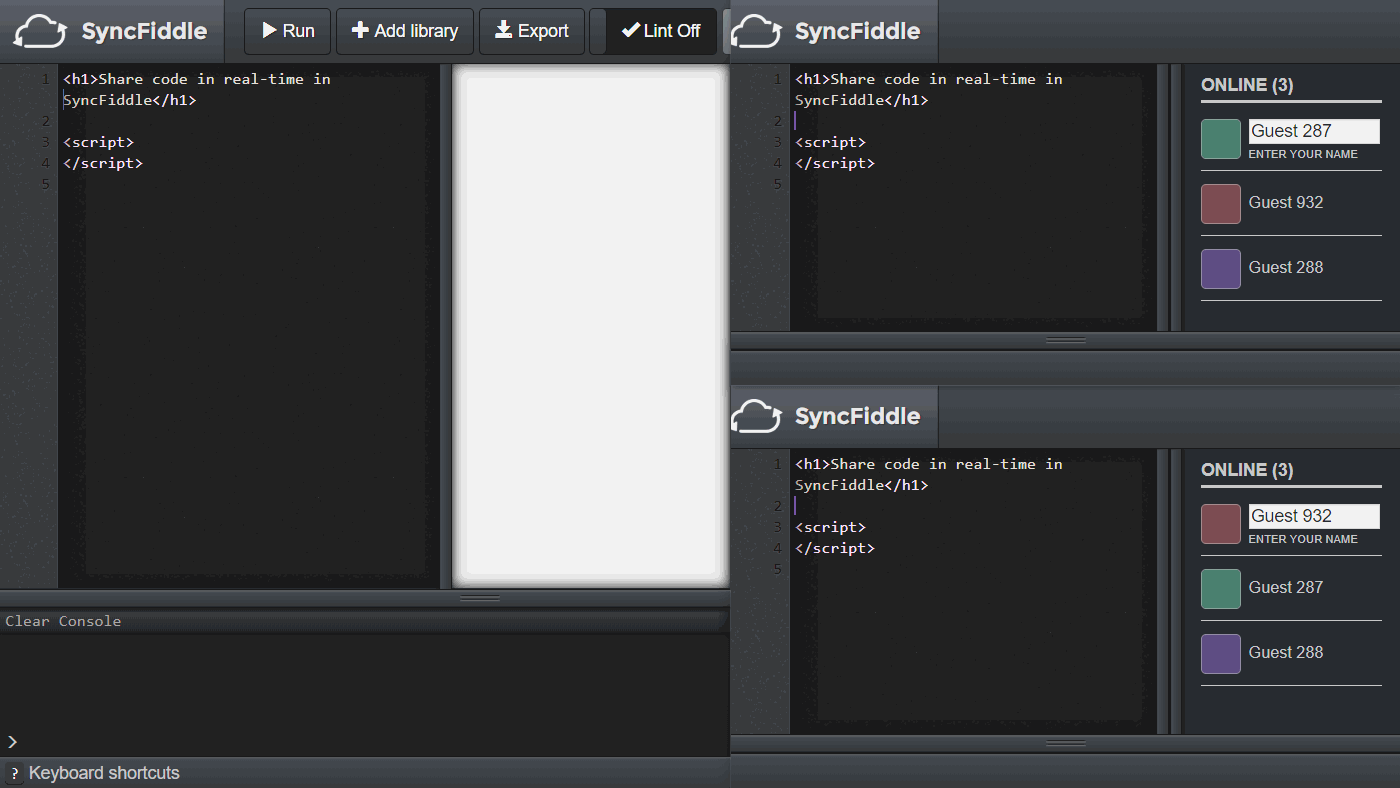 SyncFiddle Code Editor
